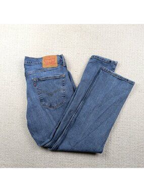 Levis 505 Regular Fit Jeans Mens 36x30 Medium Wash Blue Straight Leg Denim Pants